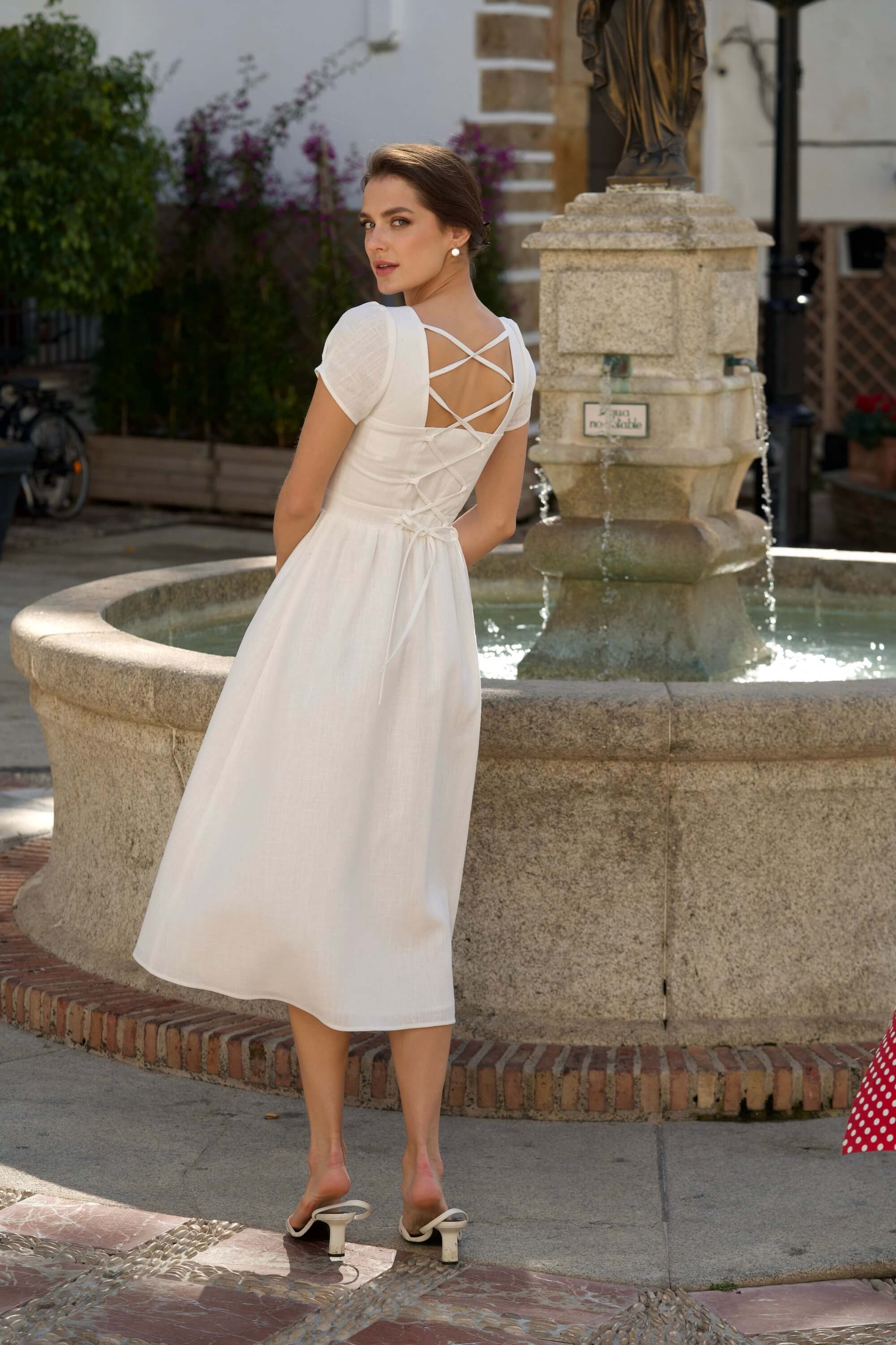 Estelle Button Down Linen Dress - Image 3