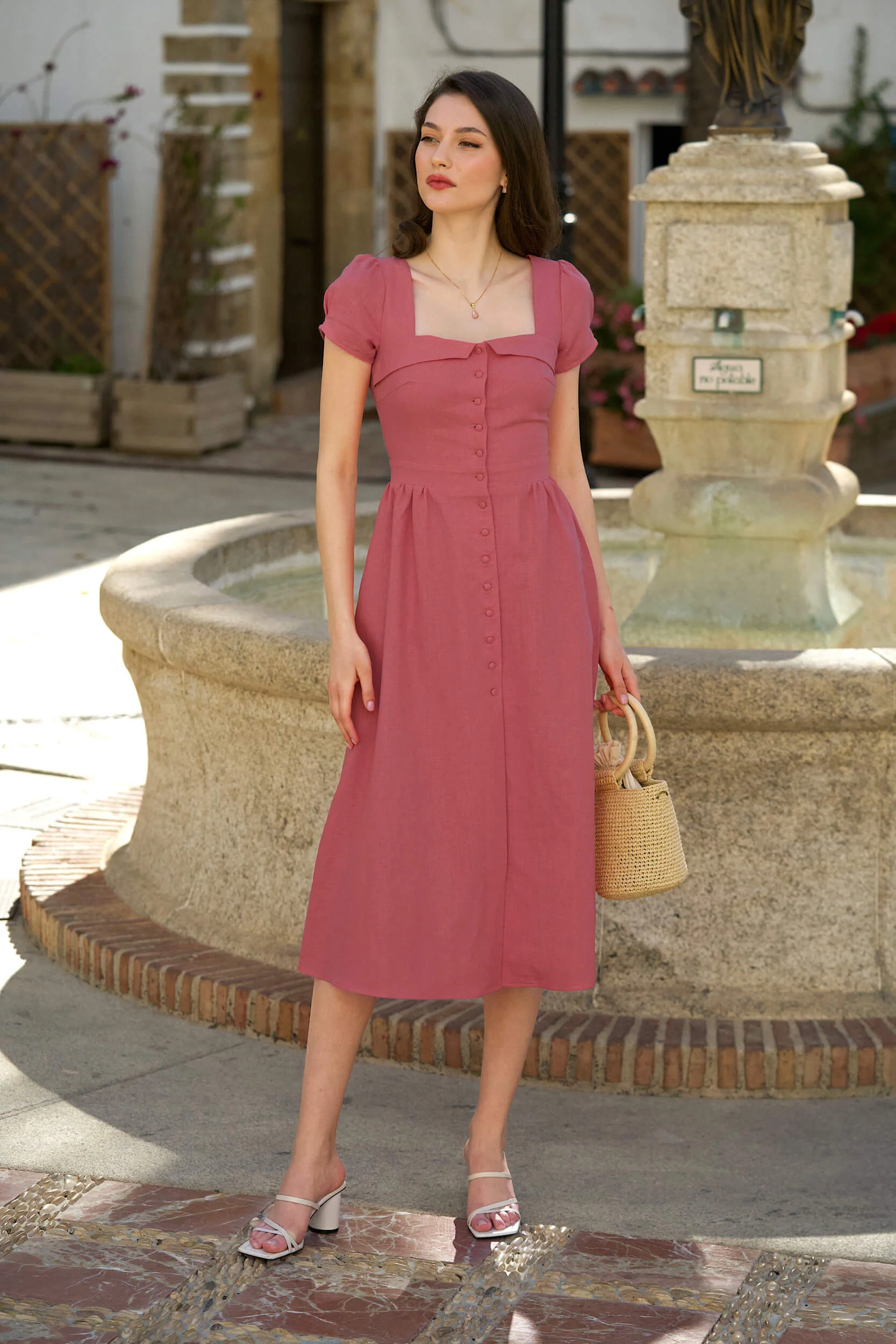 Estelle Button Down Linen Dress - Image 8