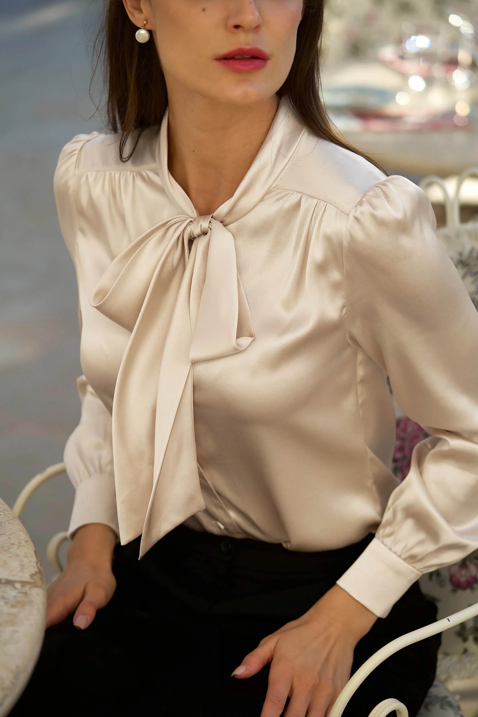 Lena Silk Bow Blouse - Image 10
