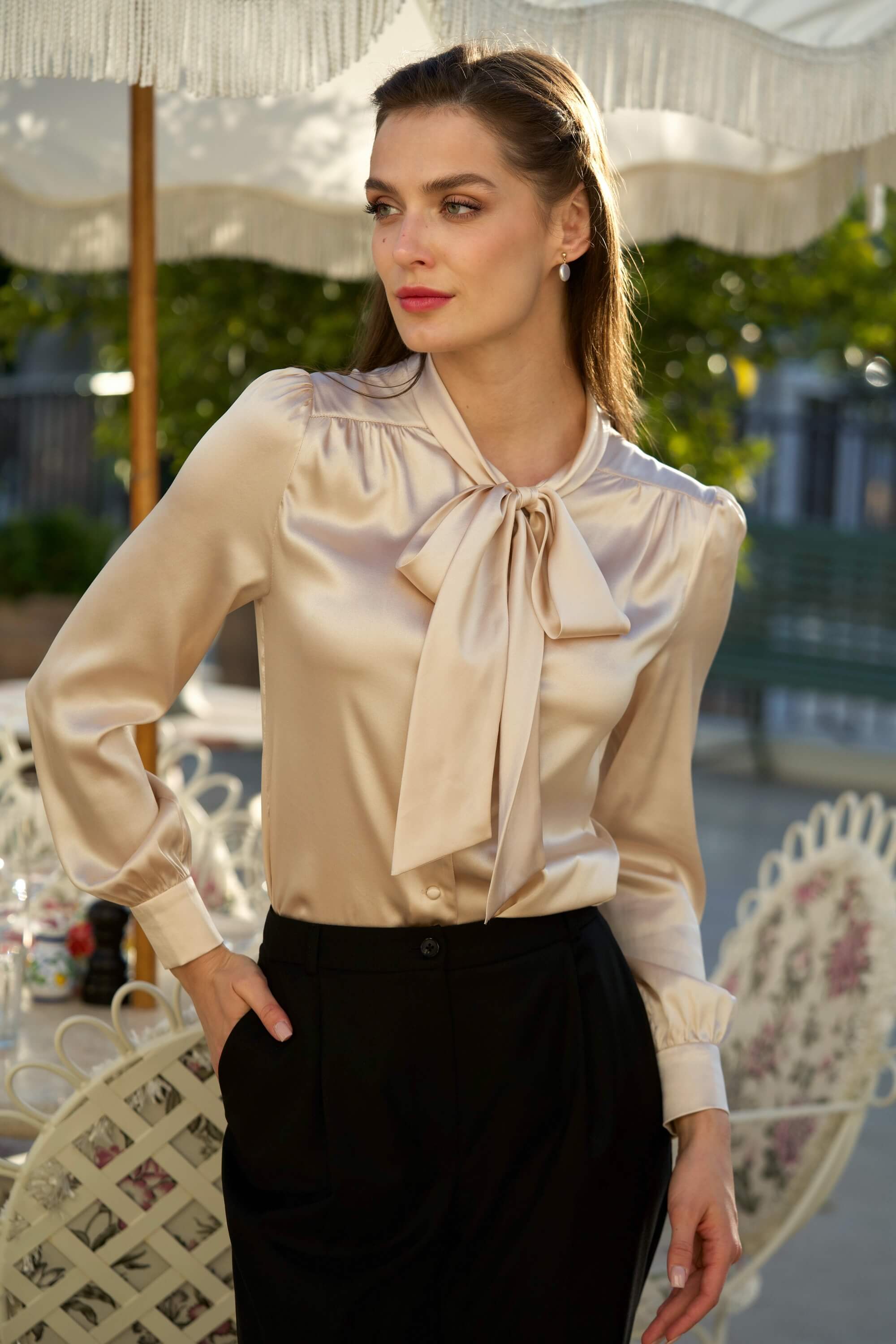 Lena Silk Bow Blouse - Image 14