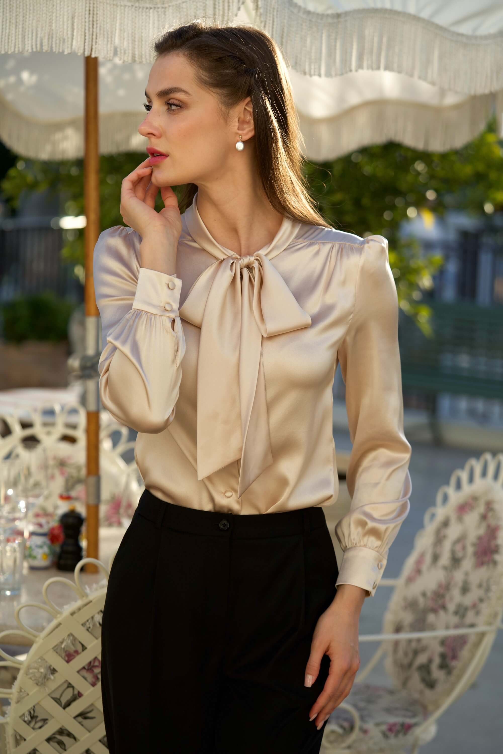 Lena Silk Bow Blouse - Image 15