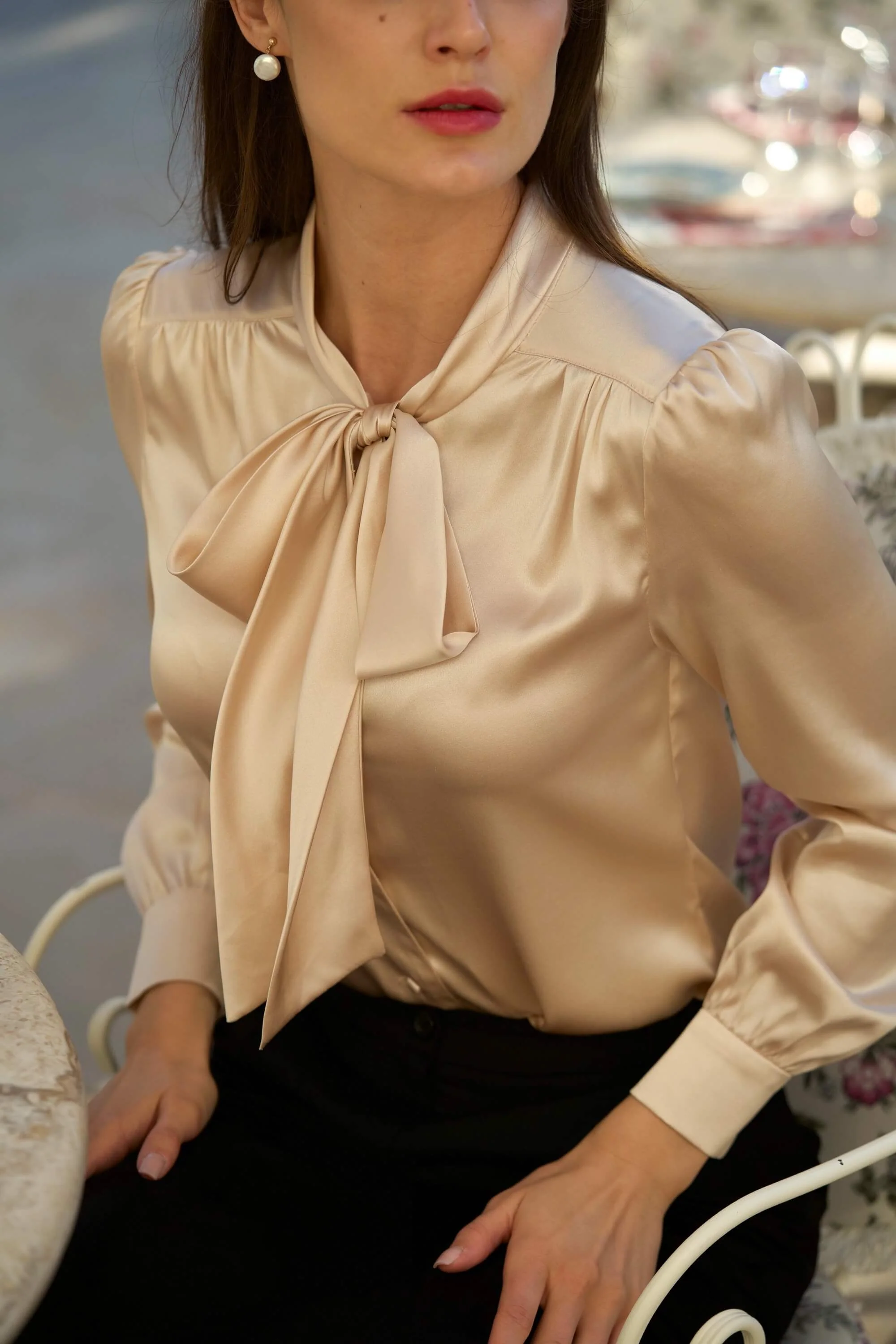 Lena Silk Bow Blouse - Image 16