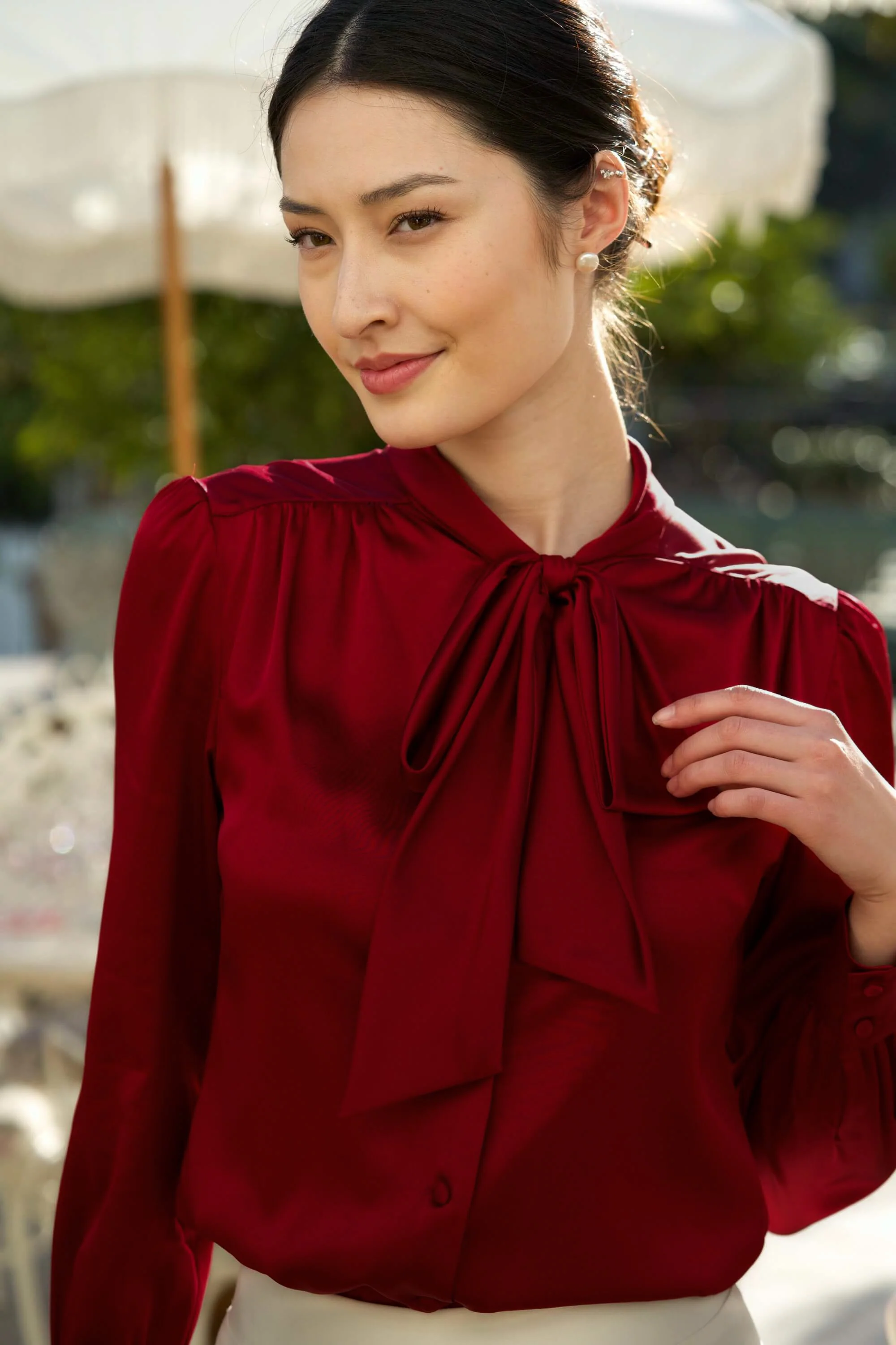 Lena Silk Bow Blouse - Image 19