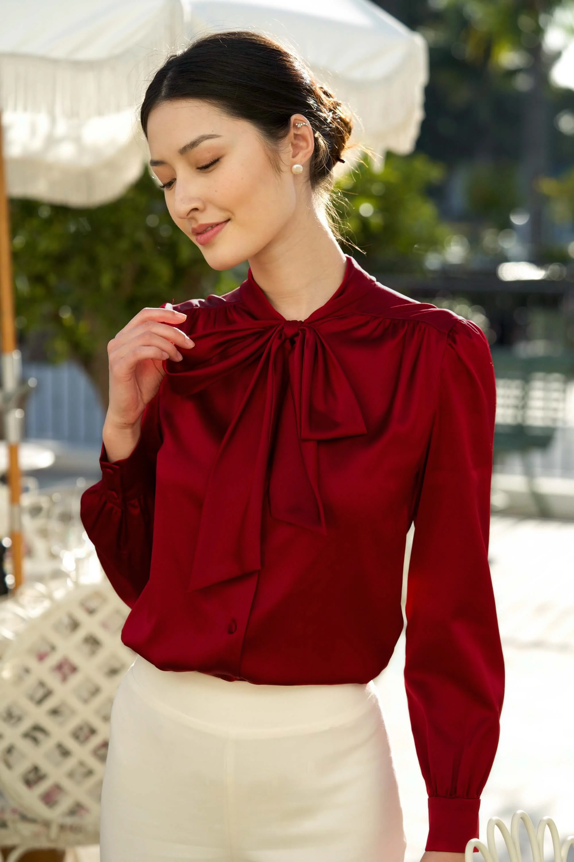 Lena Silk Bow Blouse - Image 21