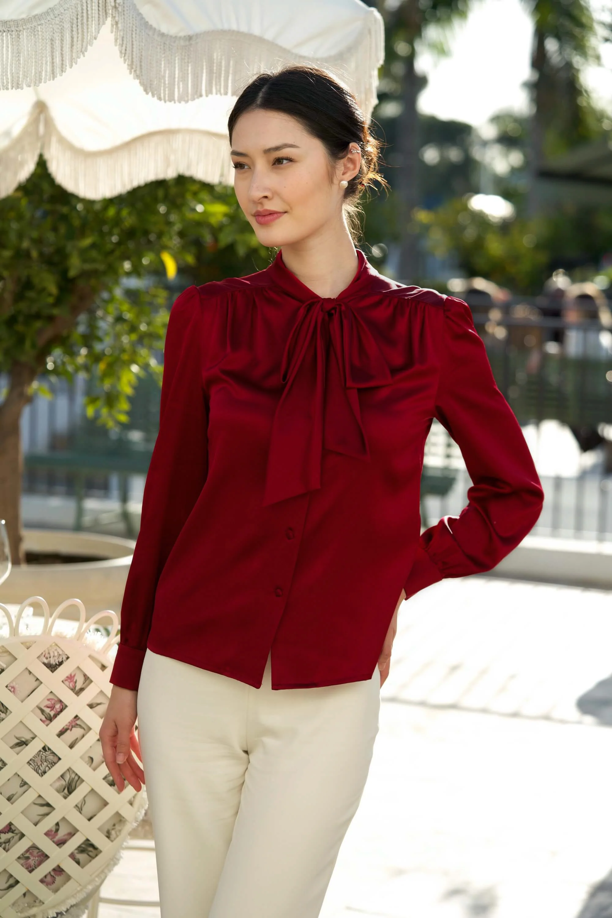 Lena Silk Bow Blouse - Image 22