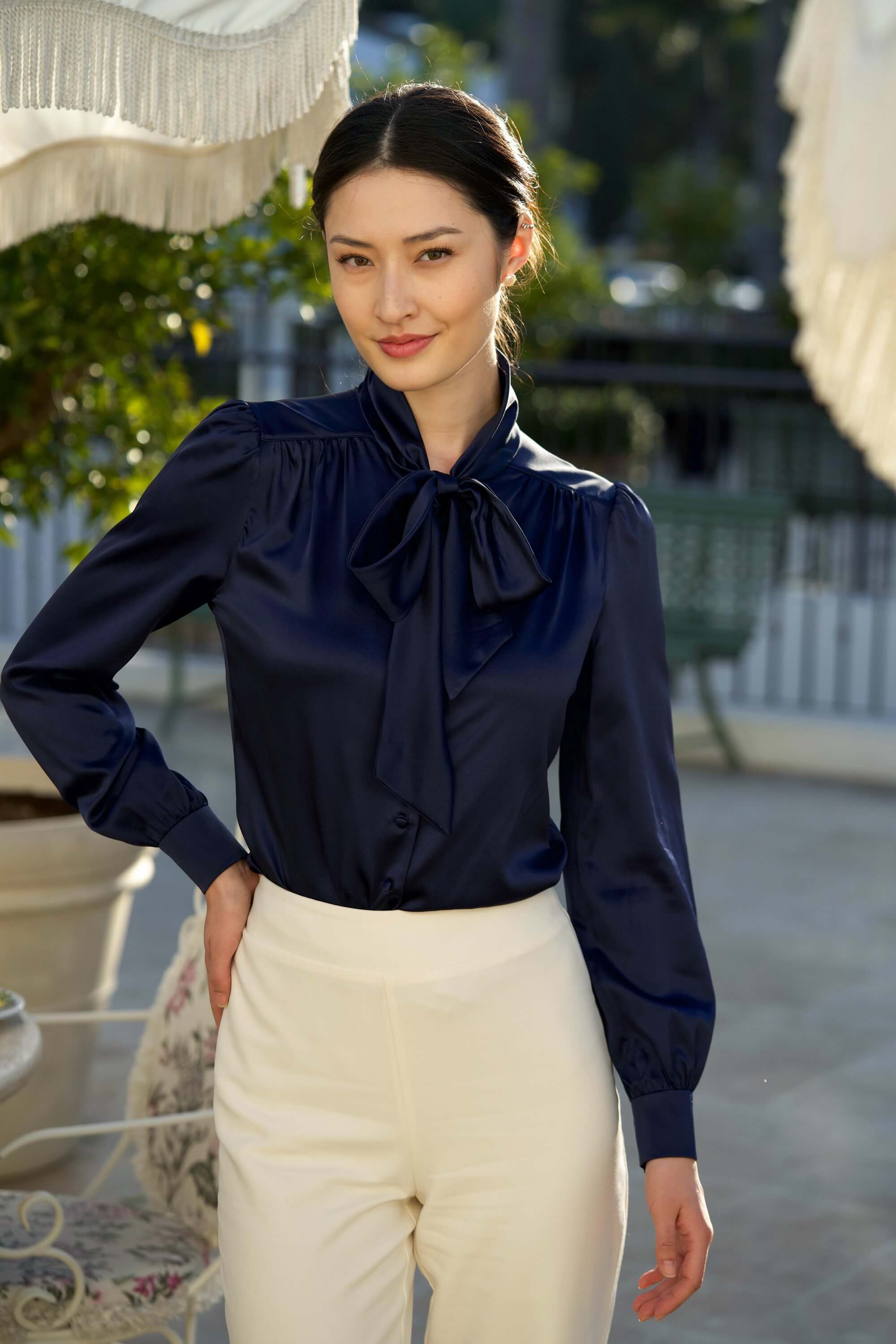 Lena Silk Bow Blouse - Image 24