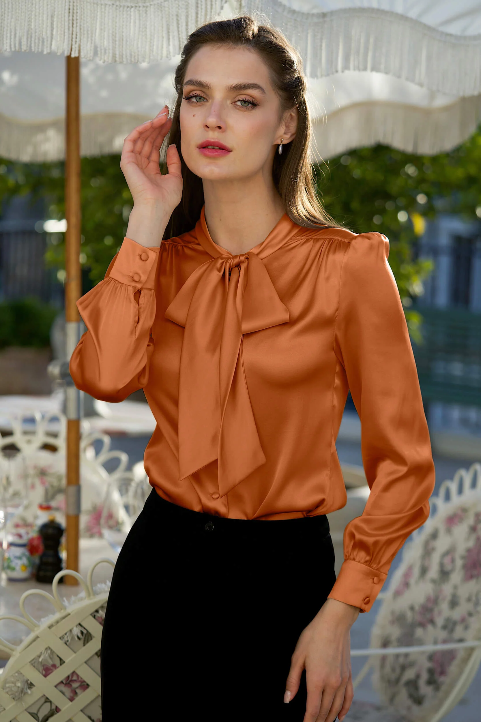 Lena Silk Bow Blouse - Image 30