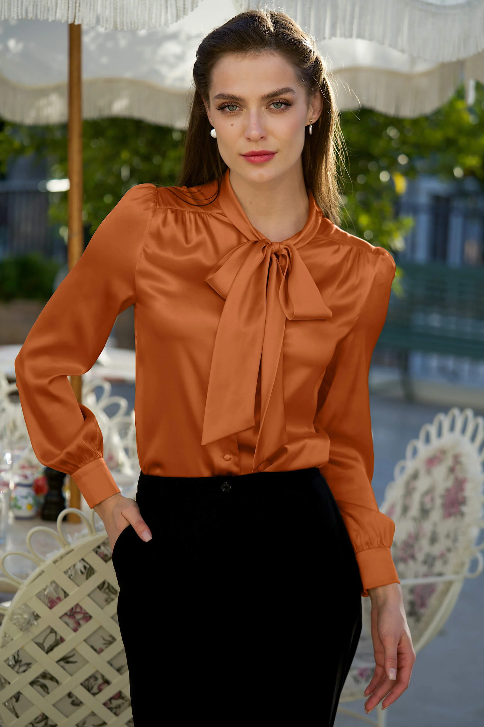 Lena Silk Bow Blouse - Image 31