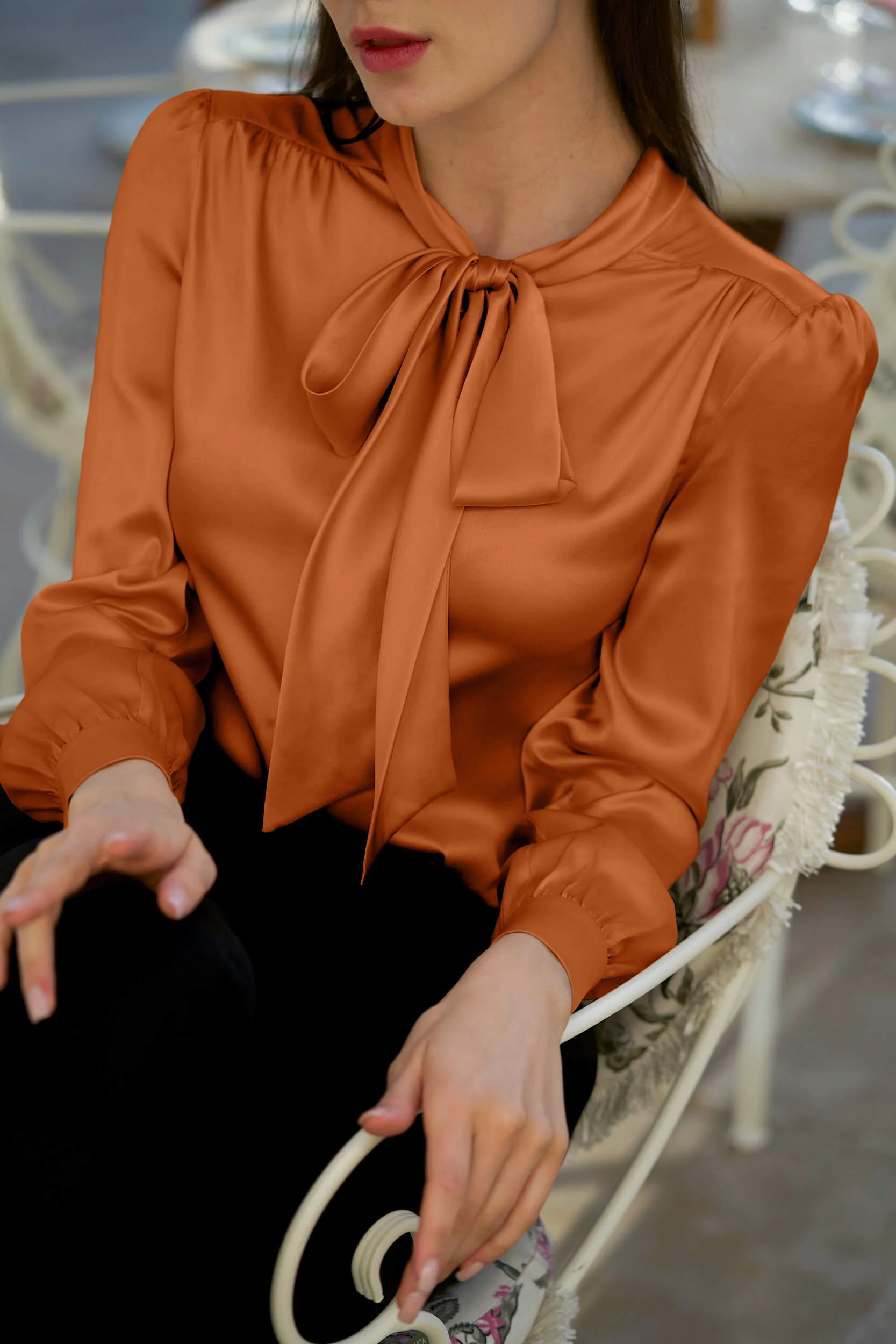 Lena Silk Bow Blouse - Image 32