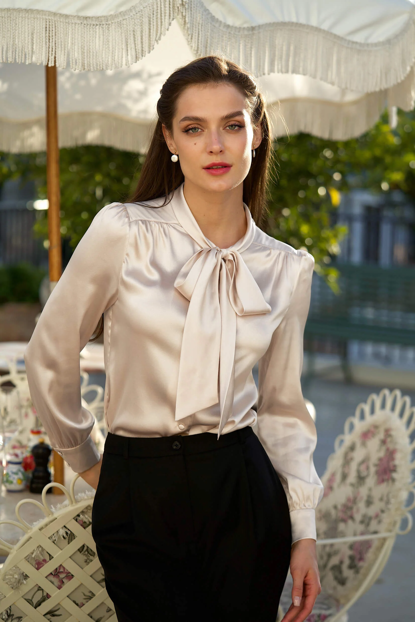 Lena Silk Bow Blouse - Image 8