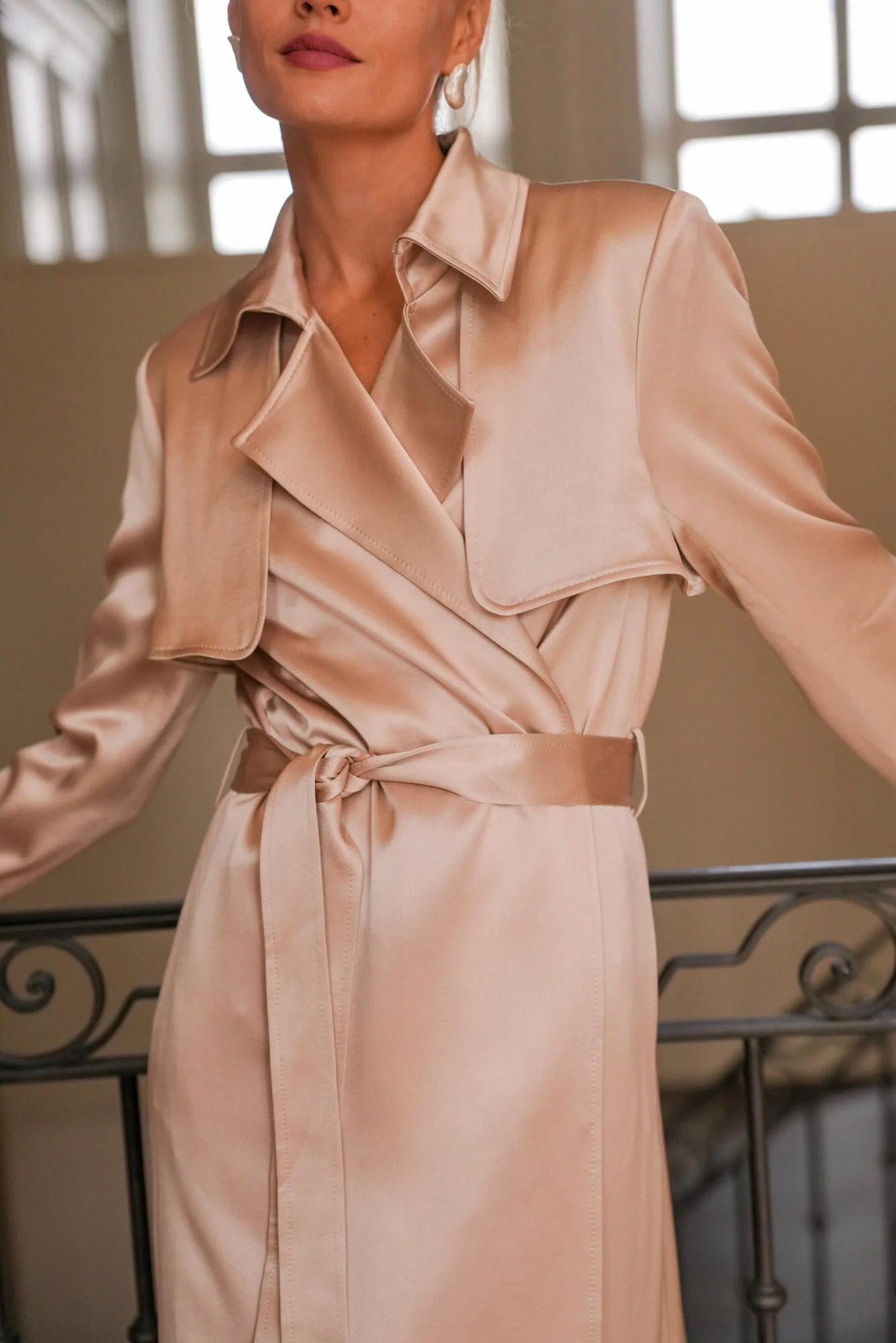Cameron Satin Trenchcoat - Image 4
